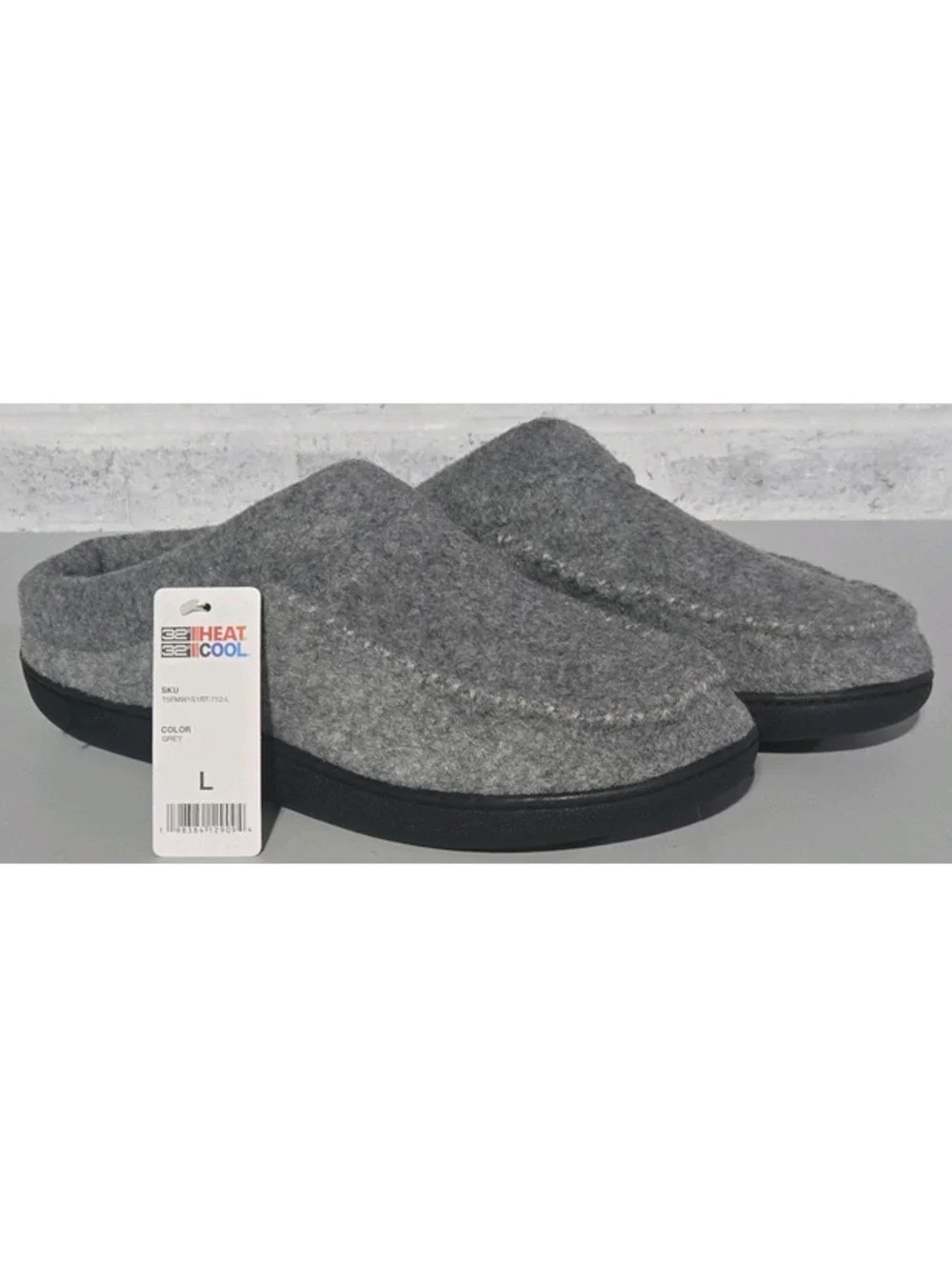 32 Degrees Heat Men’s Gray Felt Slip-On Slippers Slip Resistant Size Large 11-12